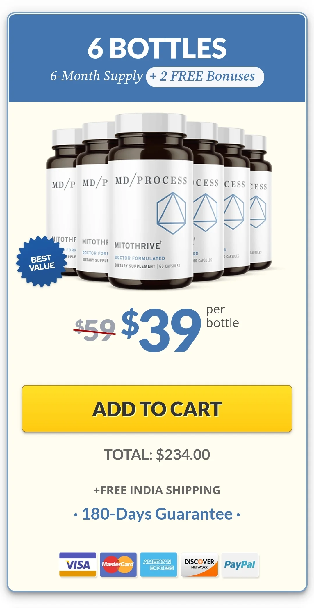 MitoThrive™ 6 bottles pricing